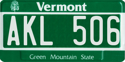 VT license plate AKL506