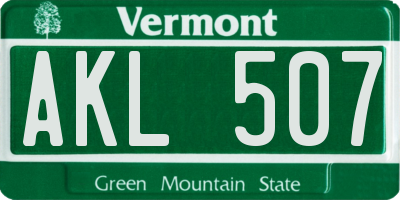 VT license plate AKL507