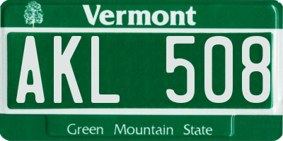 VT license plate AKL508