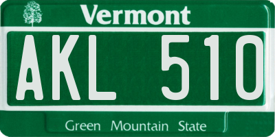 VT license plate AKL510