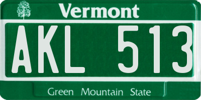 VT license plate AKL513