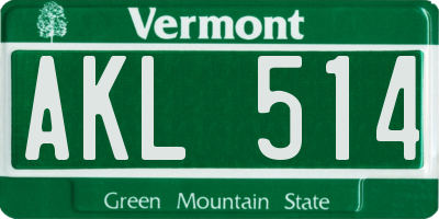 VT license plate AKL514