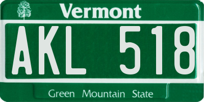 VT license plate AKL518