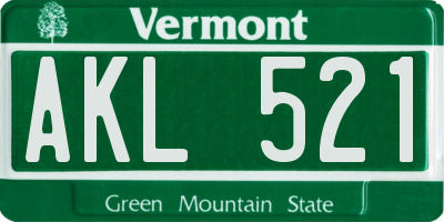 VT license plate AKL521