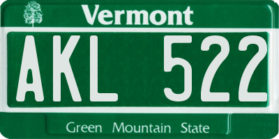 VT license plate AKL522