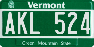 VT license plate AKL524