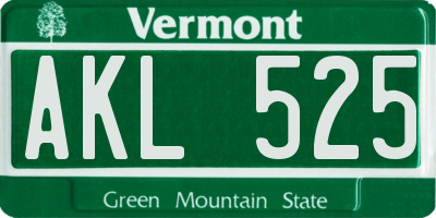 VT license plate AKL525