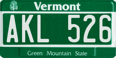VT license plate AKL526