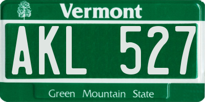VT license plate AKL527