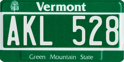 VT license plate AKL528