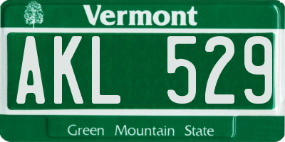 VT license plate AKL529
