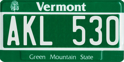 VT license plate AKL530