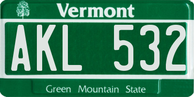 VT license plate AKL532