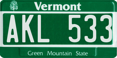 VT license plate AKL533