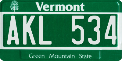 VT license plate AKL534