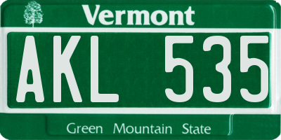 VT license plate AKL535