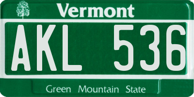 VT license plate AKL536