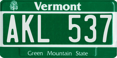VT license plate AKL537