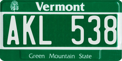 VT license plate AKL538