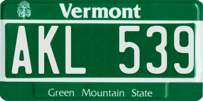 VT license plate AKL539