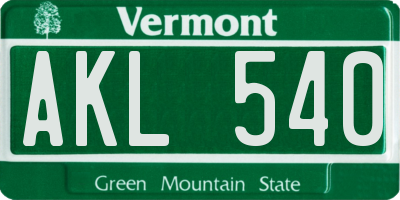 VT license plate AKL540