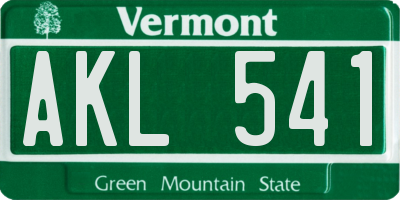 VT license plate AKL541