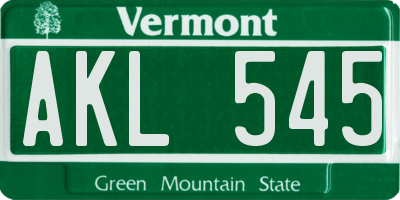 VT license plate AKL545