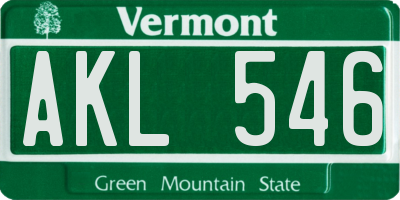 VT license plate AKL546