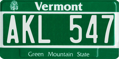 VT license plate AKL547