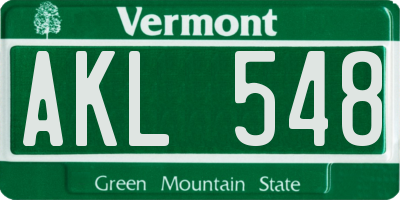 VT license plate AKL548