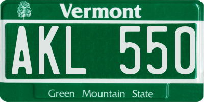 VT license plate AKL550