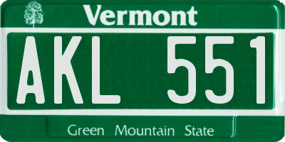 VT license plate AKL551