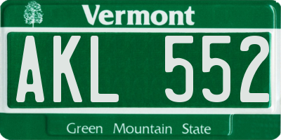 VT license plate AKL552