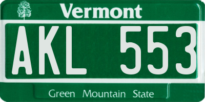 VT license plate AKL553