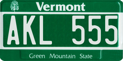 VT license plate AKL555