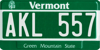 VT license plate AKL557