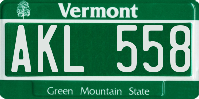 VT license plate AKL558