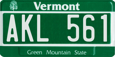 VT license plate AKL561