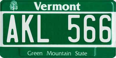 VT license plate AKL566