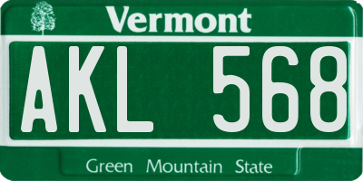 VT license plate AKL568