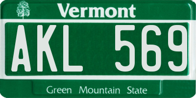 VT license plate AKL569