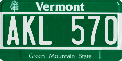 VT license plate AKL570