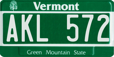 VT license plate AKL572