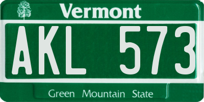 VT license plate AKL573