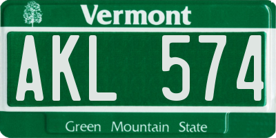 VT license plate AKL574