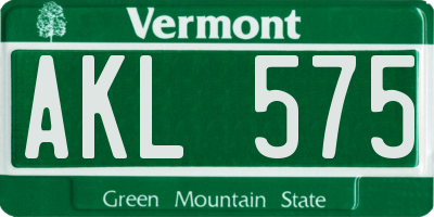 VT license plate AKL575