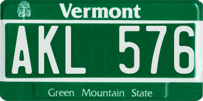 VT license plate AKL576