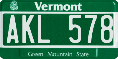 VT license plate AKL578