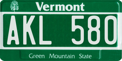 VT license plate AKL580
