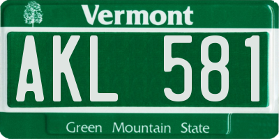 VT license plate AKL581